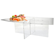 OnDisplay Cross Tier Acrylic Display Rack/Stand - Elegant Hors D'Ouevres/Sushi/Dessert/Appetizer Clear Display