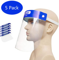 Set of 5 Safety Face Shield Medical Full Face Protector for Eyes and Face - PET Plastic Dental Face Shield with Elastic Band and Sponge Foam Liner for Kids & Adults 【FDA Approved】 - FAST FREE SHIPPING FROM USA