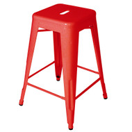 Set of 2 Ajax 24" Contemporary Steel Tolix-Style Barstool - Red