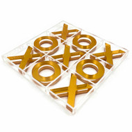 OnDisplay Luxe Acrylic Tic Tac Toe Set - Executive Crystal Clear Laser Cut Acrylic Game (Gold)