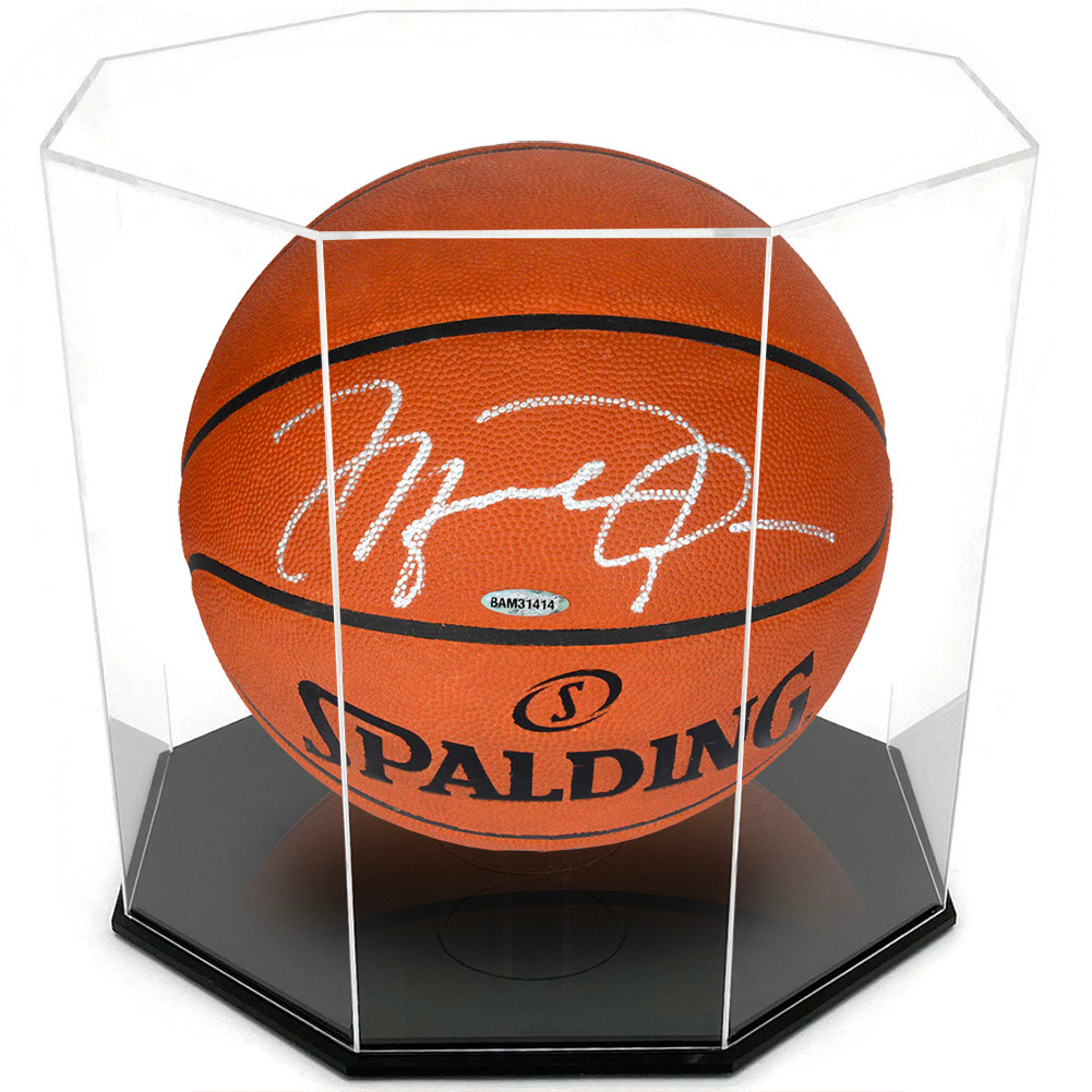 OnDisplay Deluxe Octagon UV-Protected Basketball/Soccer Ball Display Case -  Black Base - Vandue