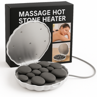 Royal Massage Deluxe Clamshell Hot Stone Heater – Stainless Steel Dual Heating Plate – Compact & Portable – Includes 12 Natural Basalt Stones – No Water Needed – Rapid Heat Up – Cool Touch Shell