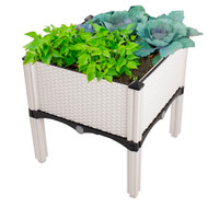 Modern Home Raised Planter Kit - Stackable Modular Flower/Garden Bed Kit - Stacking Brown/White Planter Sets for Home, Restaurant, Office, Garden (White)