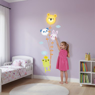 Kids Growth Chart Wall Decal with 3D Light-Up Bear Head – Battery Operated Night Light with Pull String – Peel and Stick Animal Balloon Height Measurement Ruler for Nursery, Bedroom & Playroom Decor