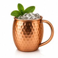 Modern Home Handmade 16oz Solid Copper Mule Mug – Barrel Shaped Mug with Copper Handle & Hammered Texture – Traditional Barrel-Shaped Mug (Single)