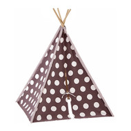 Modern Home Children's Canvas Tepee Set with Travel Case - Brown/White Polka Dot