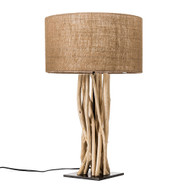 Modern Home Driftwood Nautical Wooden Table Lamp w/Block Base - Light for Seaside/Beach House/Ocean Theme Décor