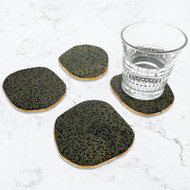 Modern Home Set of 4 Natural Dalmatian Jasper Stone Coasters with Gold/Silver Edge