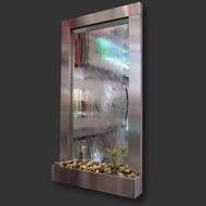Modern Home Stainless Steel Wall Waterfall Fountain w/Mirror Inset - Indoor/Outdoor W1