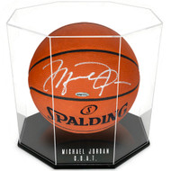 OnDisplay Deluxe Octagon Personalized UV-Protected Basketball/Soccer Ball Display Case - Black Base