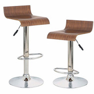 Set of 4 Sigma Contemporary Wooden Adjustable Barstool - Cherry