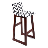 Set of 2 Chelsea Contemporary Wood/Fabric Barstool - Black/White Chevron