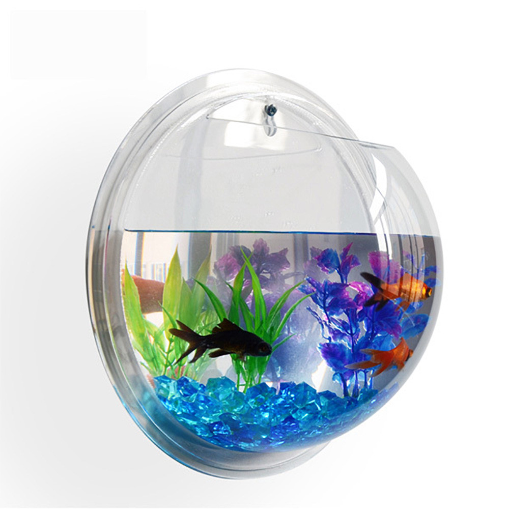 Modern Home Fish Bubble Aquarium - Deluxe Acrylic Wall Mounted Fish Tank  w/Bonuses - Betta Bubble Keeper - Easy-to-Maintain - No Electric Needed -  Vandue