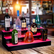 OnDisplay Luxe Acrylic LED Lighted Bar Stage Display - Expandable Glowing Liquor Bottle Shelf - Light Show Display for Bar or Man Cave (Black, 24")