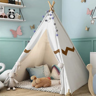 Modern Home Children's Canvas Tepee Set with Travel Case - Navajo Brown