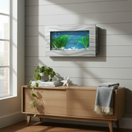 Aussie Aquariums 3.0 Modern Space-Saving Wall Mounted Fish Tank Kit with Filter, LED Lighting & All Accessories Included