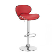 Set of 4 Modern Home Kappa Contemporary Adjustable Height Bar/Counter Stool - Chrome Base/Footrest Barstool (Cherry Red)