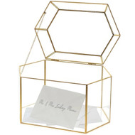 OnDisplay Luxe Gold Frame Glass Wedding Card Box w/Lid - Clear Gift/Money Box - Bar Mitzvah/Birthday/Sweet 16/Anniversary