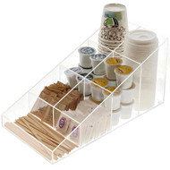 OnDisplay Java Joe Acrylic Breakroom Kitchen Coffee Station Organizer for Cups/Lids/Sugar/Tea/Stirrers