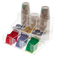 OnDisplay Kona Kai Acrylic Break Room Coffee Station Organizer for Cups/Lids/Sugar/Coffee Pods/Tea and more