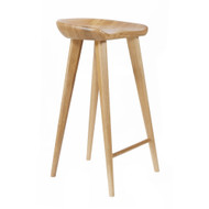 Set of 4 Tractor Contemporary Carved Wood Barstool - Natural Finish