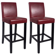 Set of 4 Kendall Contemporary Wood/Faux Leather Barstool - 29" Bar Height Stool for Kitchen/Bar/Man Cave (Merlot)