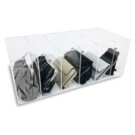 OnDisplay Deluxe Acrylic 6 Slot Purse Organizer - Multi-Section Clear Lucite Clutch/Small Handbag Station