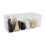 OnDisplay Deluxe Acrylic Purse Organizer for Closet Shelf, 6 Slot Clear Handbag Storage Holder 22" x 10" x 8", Tall 10 Inch Deep Compartments for Wallets, Clutches & Large Bags (10" Deep)