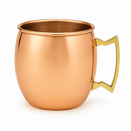 Modern Home Handmade 16oz Solid Copper Mule Mug – Barrel Shaped Mug with Brass Handle & Smooth Texture – Traditional Barrel-Shaped Mug  (Single)