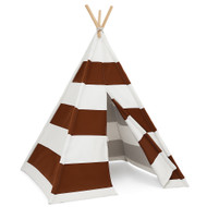 Modern Home Striped Kids Play Tent – Indoor Teepee Playhouse for Toddlers and Children, Foldable Canvas Tent with Wooden Poles – Fun Toy Tent for Bedrooms, Playrooms, and Nurseries