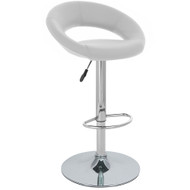 Set of 2 Modern Home Rho "Leather" Contemporary Adjustable Height Bar/Counter Stool - Chrome Base/Footrest Barstool (Vanilla White)