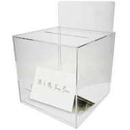 OnDisplay 10" Luxe Acrylic Clear Wedding Card Money Box w/Hinged Lid and Removable Sign - Lucite Gift/Money Box - Bar Mitzvah/Birthday/Sweet 16/Anniversary