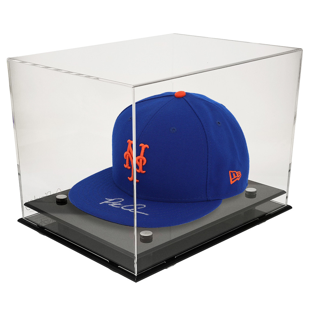 OnDisplay Deluxe UV-Protected Baseball Hat/Helmet Display Case - Black Base - Luxe for Autographed Ball Caps, and More - Vandue