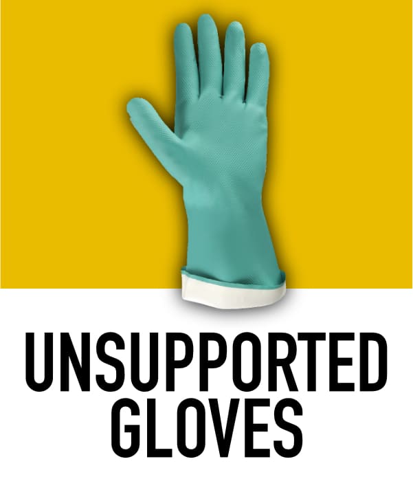Unsupported Rubber Gloves