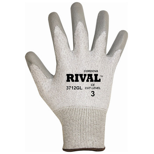 Cordova RIVAL HPPE Gloves, Light Gray, 13-Gauge, Coated Palm, Cut Level 2 (Pair)