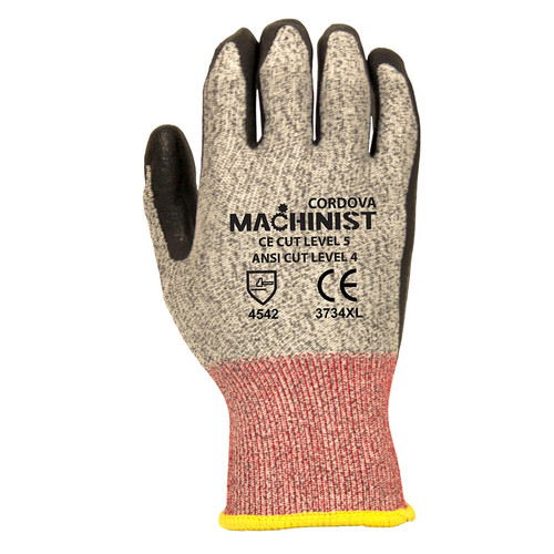 Cordova MACHINIST HPPE Gloves, 13-Gauge, Nitrile Coating, Cut Level 4 (6-Pack)