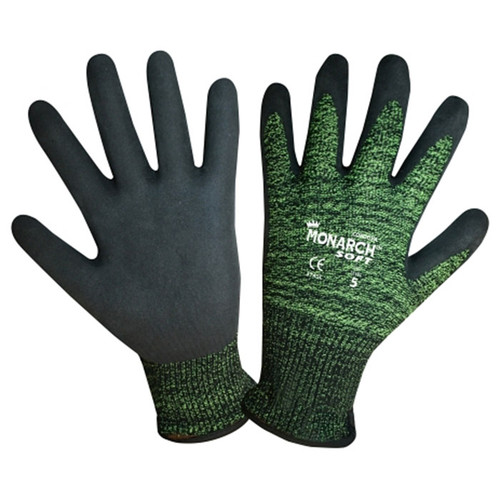 Cordova Monarch SOFT Black/Green TAEKI5® Gloves, 13-Gauge, Plyurethane Coating, Cut Level 4 (Pair)