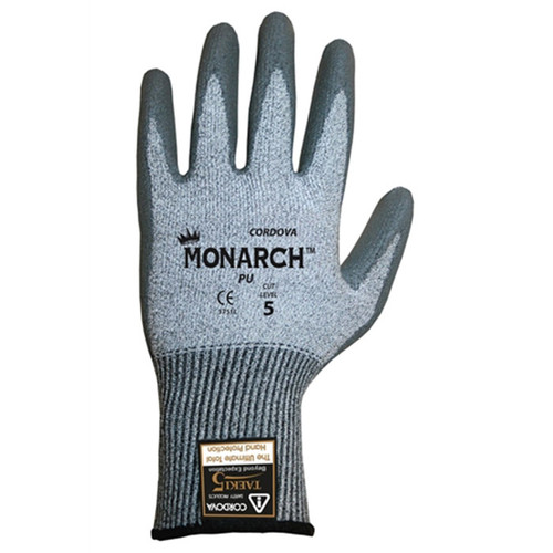 Cordova Monarch PU Gray TAEKI5® Gloves, 13-Gauge, Polyurethane Coating, Cut Level 3 (Pair)