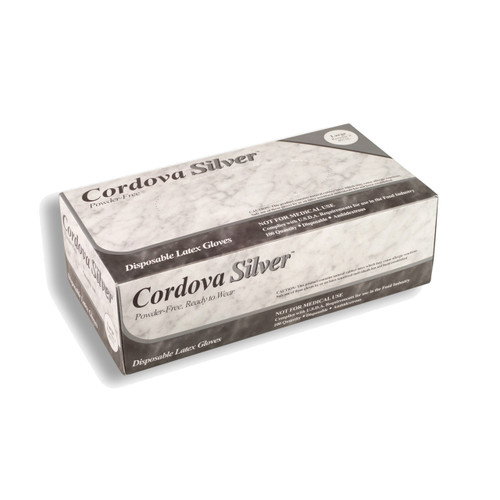 Cordova SILVER Industrial Grade Latex Gloves, Powder Free, Textured (Case of 1,000)