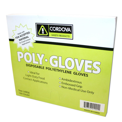 Cordova Low Density Polyethylene Gloves, 1.25-MIL, Embossed Grip (Case of 10,000)