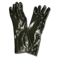 Black PVC Coated Gloves, Rough Finish, Interlock Lined, 18-INCH (6 Dozen)