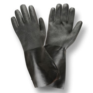 Black PVC Coated Gloves, Etched Finish, Jersey Lined, 14-INCH (6 Dozen)