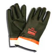 OIL DEMON PVC Coated Gloves, Sandy Finish, Jersey Lined, Safety Cuff (6 Dozen)