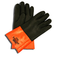 OIL DEMON PVC Coated Gloves, Sandy Finish, Jersey Lined, Safety Cuff, 12-INCH (Dozen)
