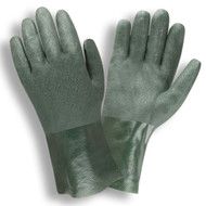 Green PVC Coated Gloves, Etched Finish, Jersey Lined, 10-INCH (6 Dozen)