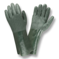 Green PVC Coated Gloves, Etched Finish, Jersey Lined, 14-INCH (6 Dozen)