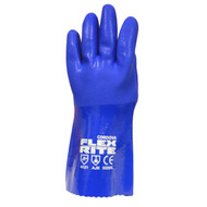 FLEX-RITE Blue PVC Coated Gloves, Textured Finish, Machine Knit Lined, 12-INCH (6 Dozen)