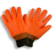 Hi-Vis Orange PVC Coated Gloves, Foam Insulated, Textured Finish, Knit Wrist (6 Dozen)