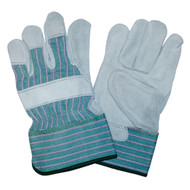 Cordova Regular Shoulder Split Cowhide Leather Gloves, Green/Pink, Rubberized Safety Cuff (Dozen)