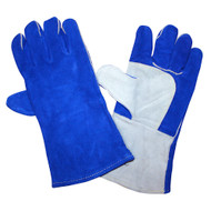 Cordova Regular Leather Welding Gloves, Thumb Guard & Patch Palm, Full Sock Lining, Blue (Dozen)